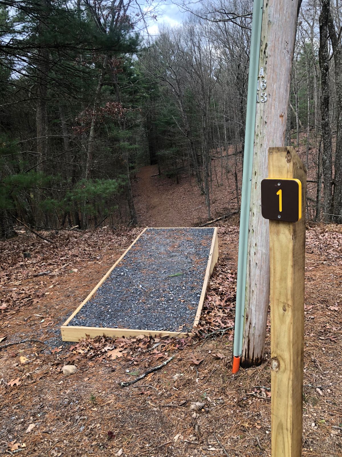 Tee Box 1 - drive is ridge to ridge basket to left