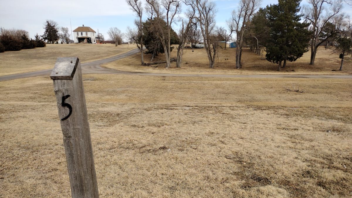 #5 is a good downhill throw through a row of trees to the basket.