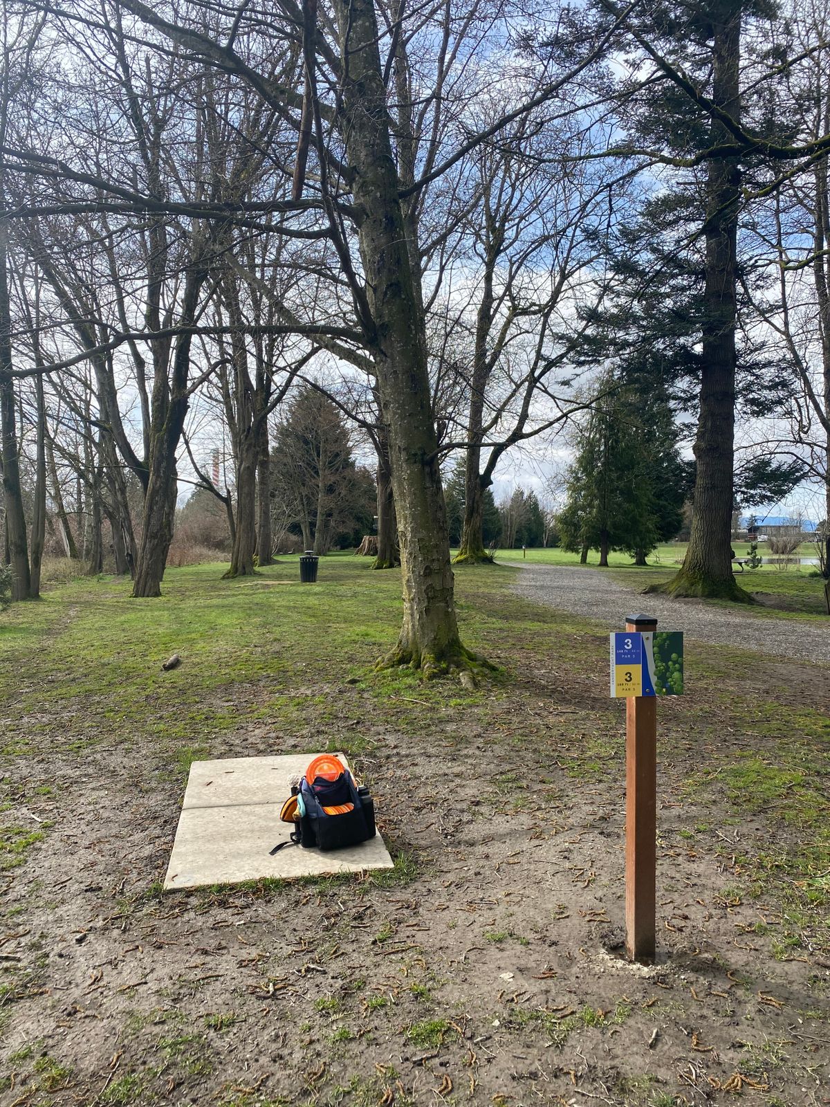 Hole 3 blue tee pad with new sign