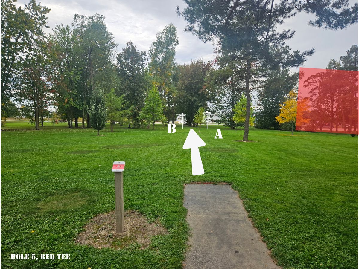 Hole 5 Red Tee, Fence line to right OB