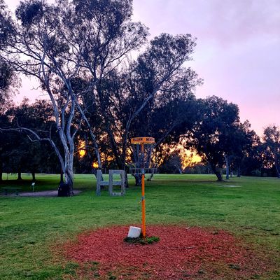 Great course, great crowd. Sunset pic of practice cage 👌