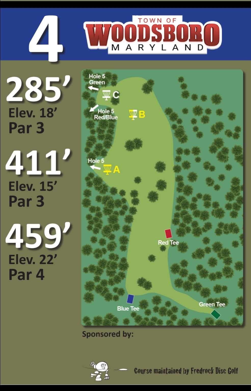 Hole 4 blue tee sign
