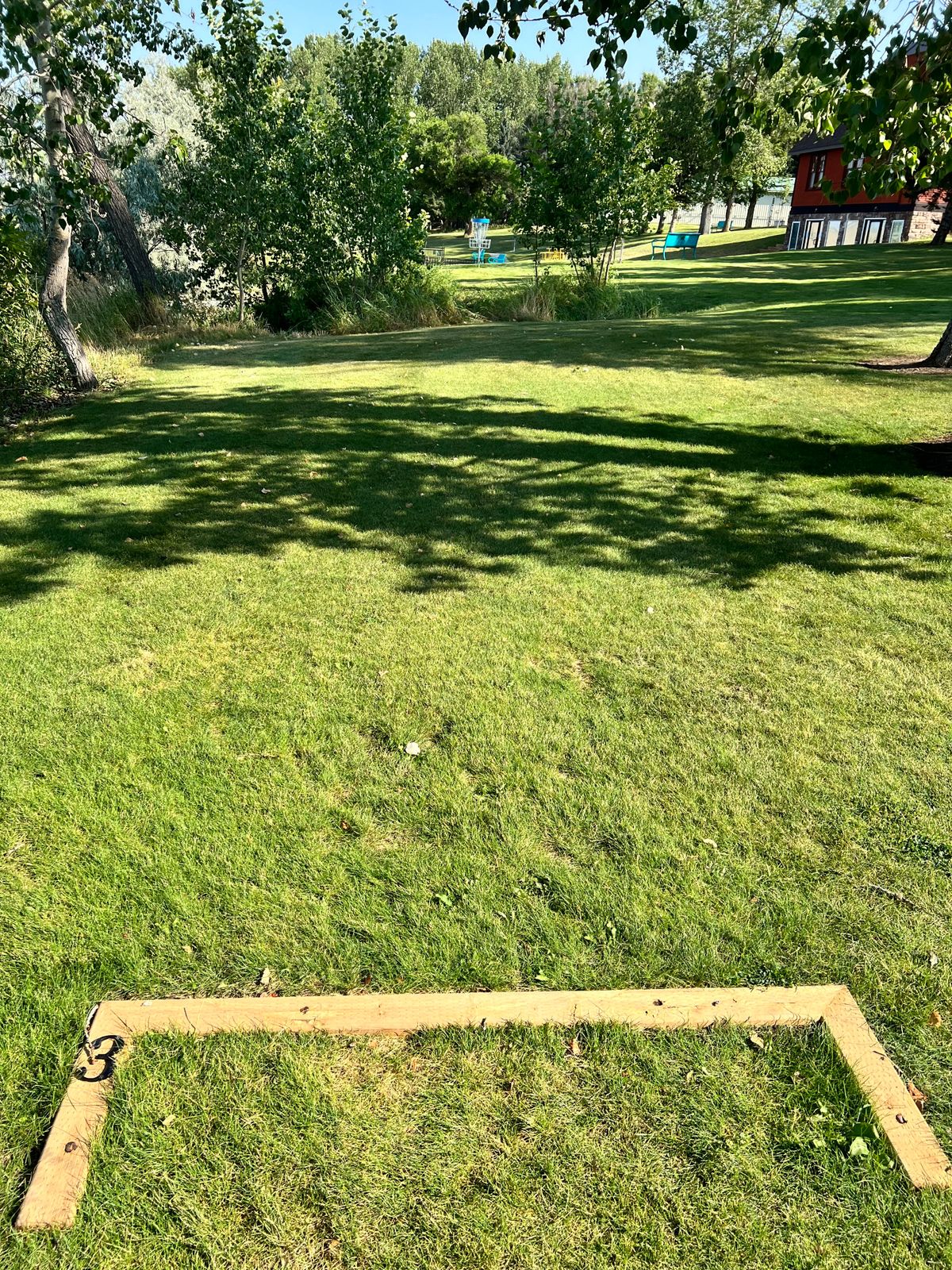 Hole 3. Make and Beach are out of bounds. One stroke penalties for O.B.
