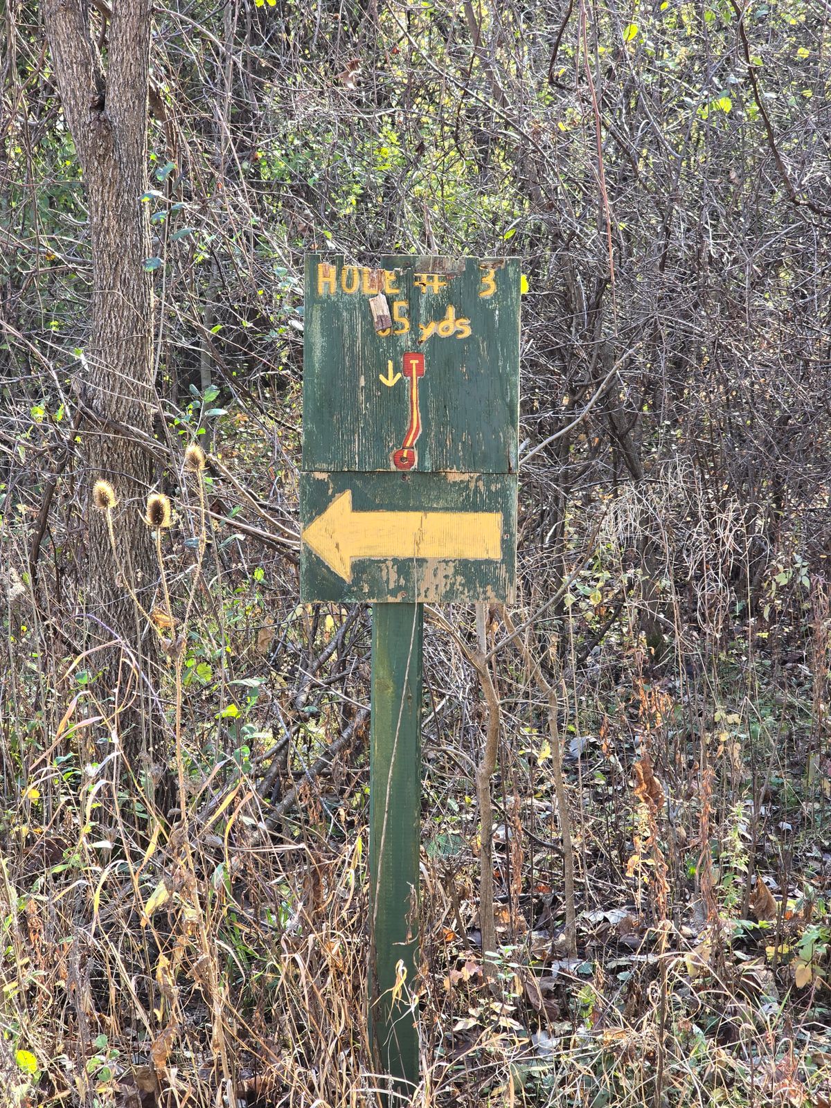 Finally a sign for #3 after nothing the first two holes.