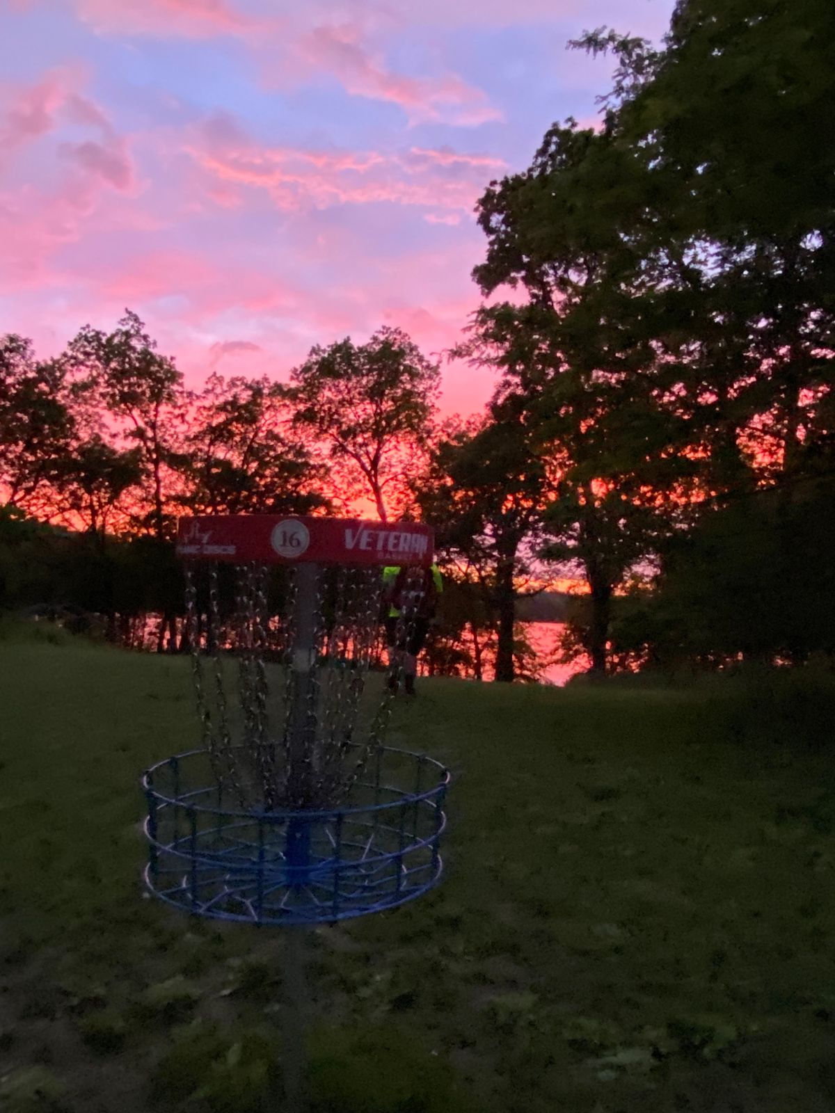 Hole 16 with a beautiful sunset.