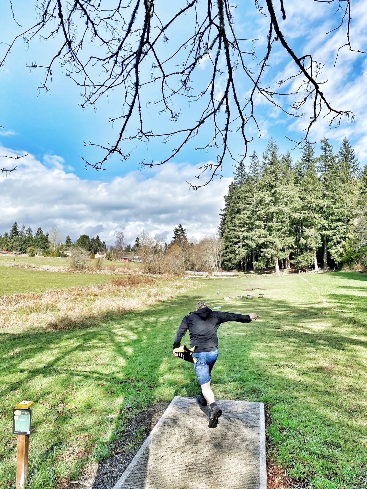 Aiming for the island green on #5.