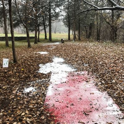 Winter is here in Minnesota! Hole 11 tee pad.