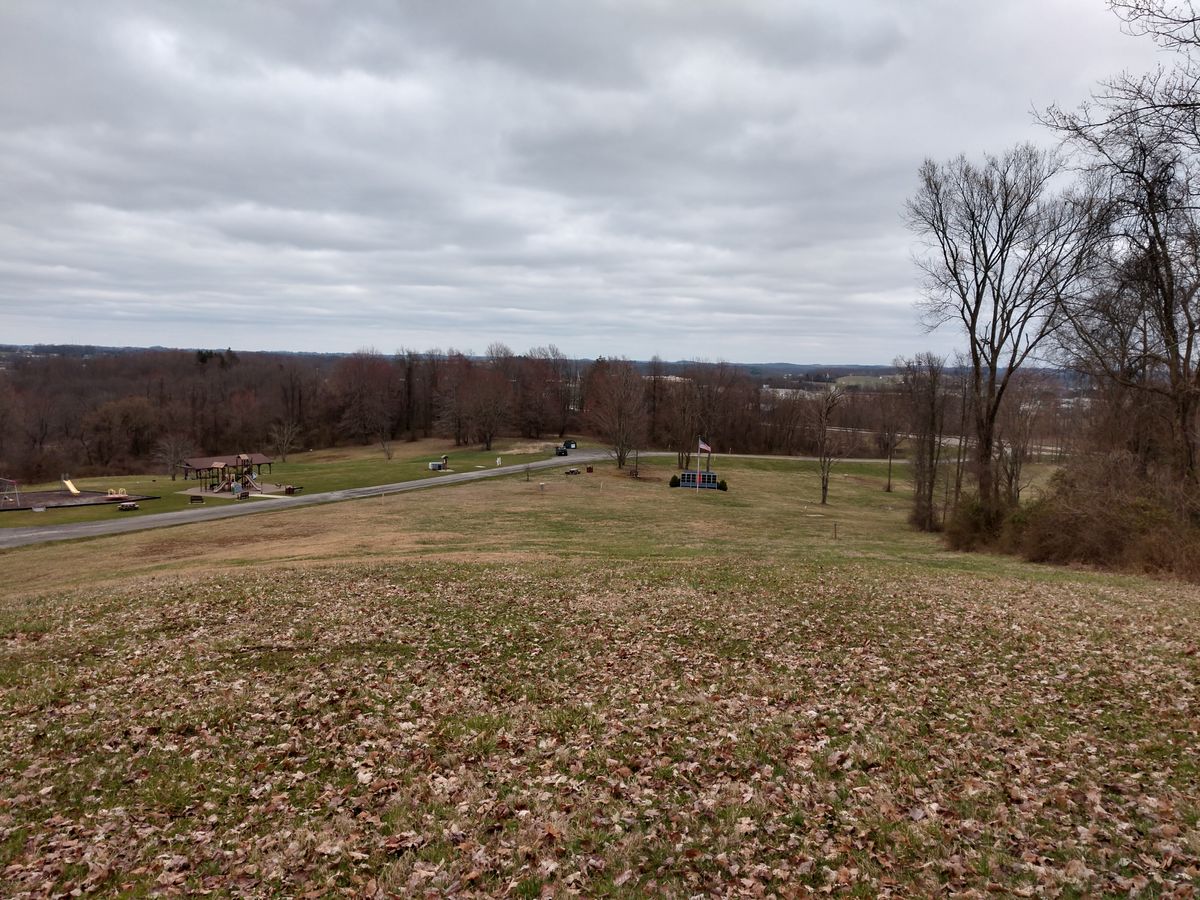 Hole 15 fairway, basket in long position