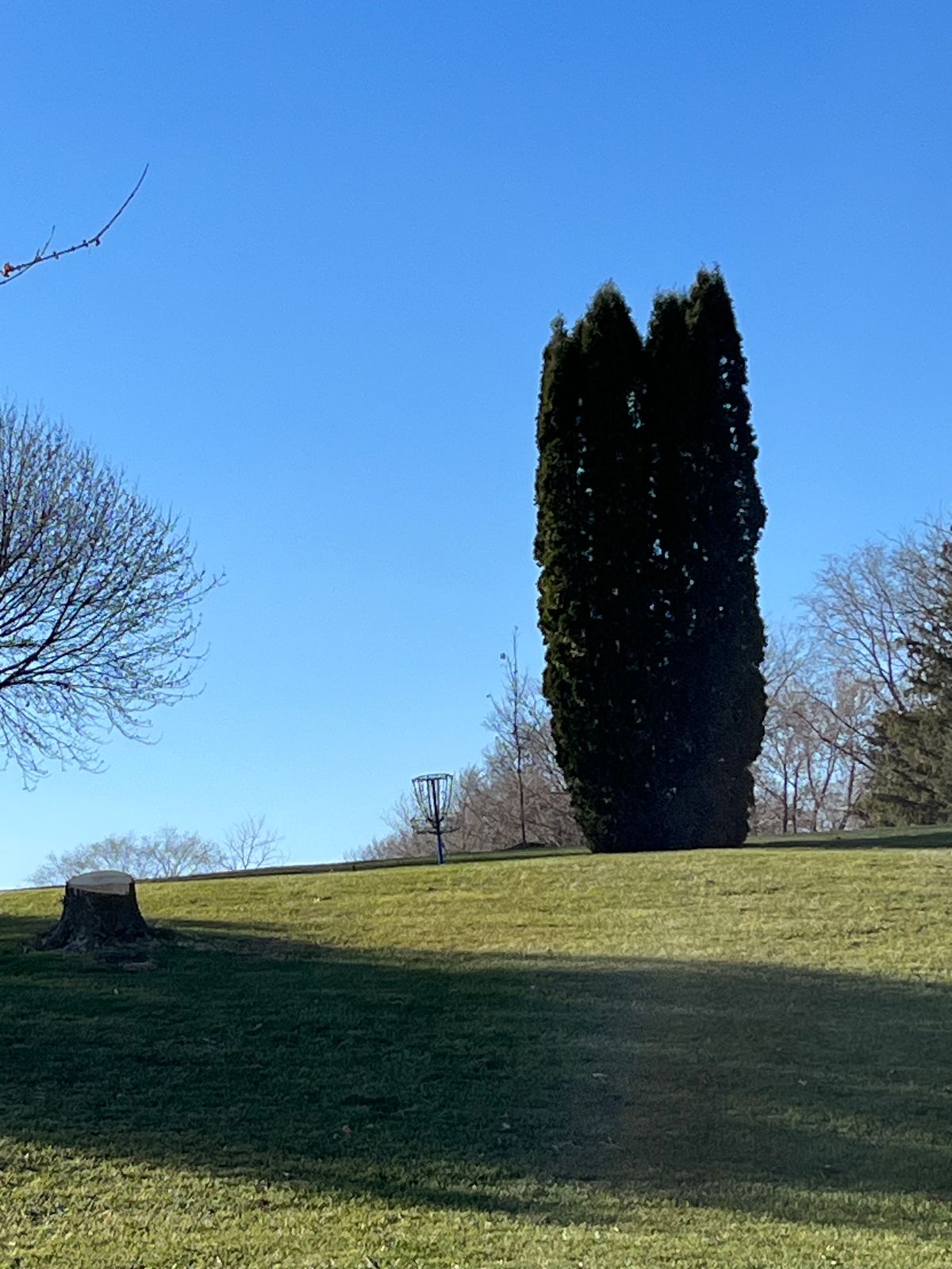 Up hill with a guard in front.