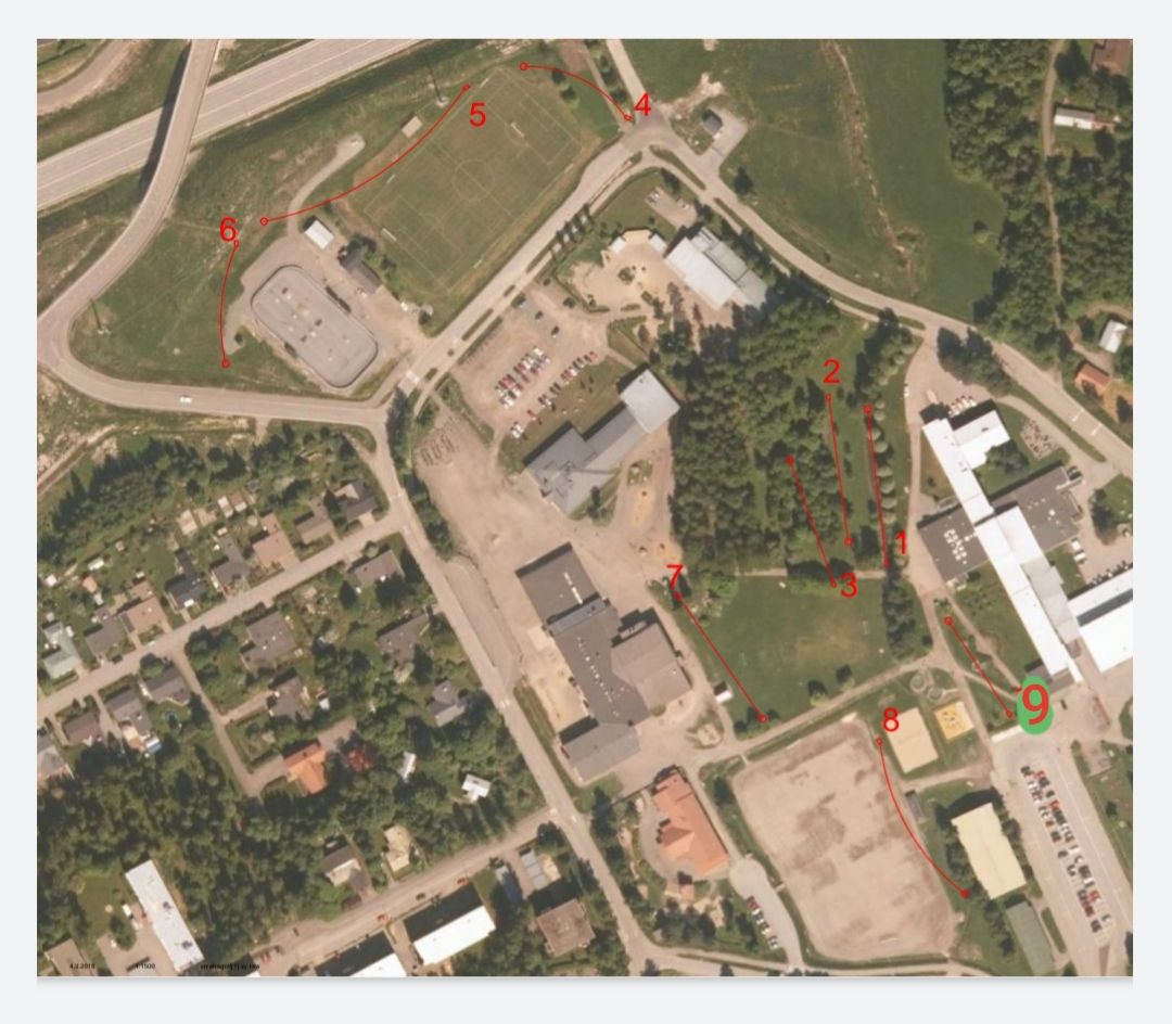Uusi layout (2020). Korit ovat kartan mukaisilla paikoilla, tiipaikkoja ei ole merkitty.