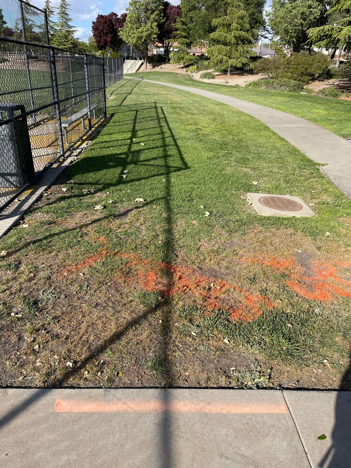 Hole 7, Tee Box, Orange Line Tee.