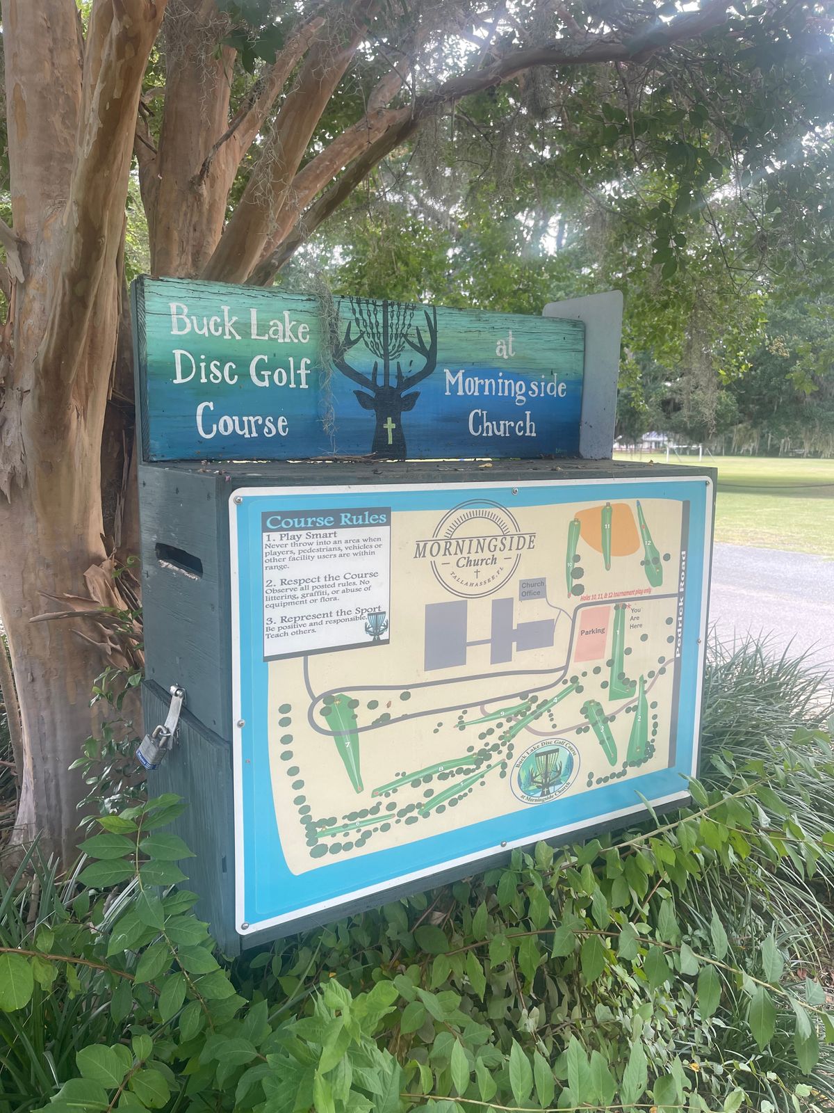 Course map near parking lot