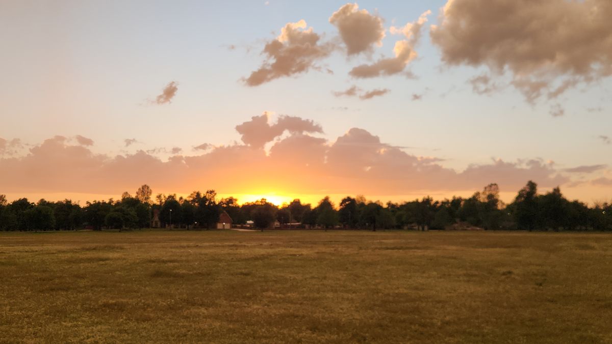 Sunset in open field