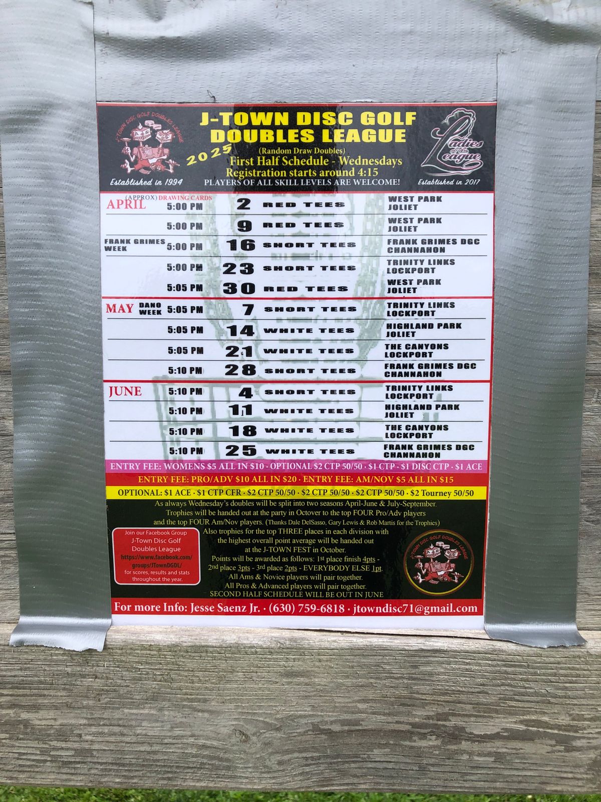 2025 league schedule for out of towners