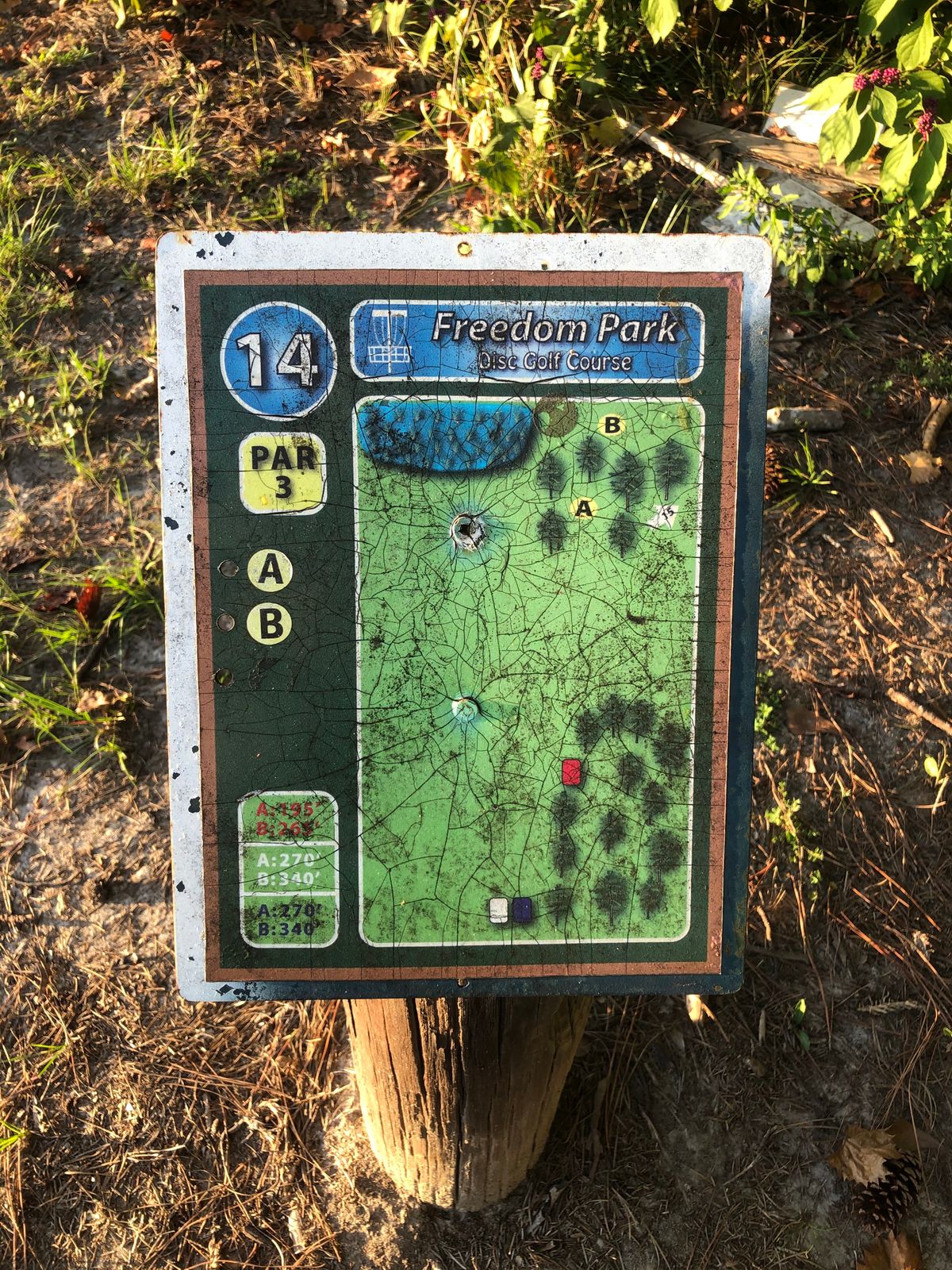 Hole 14 signage.