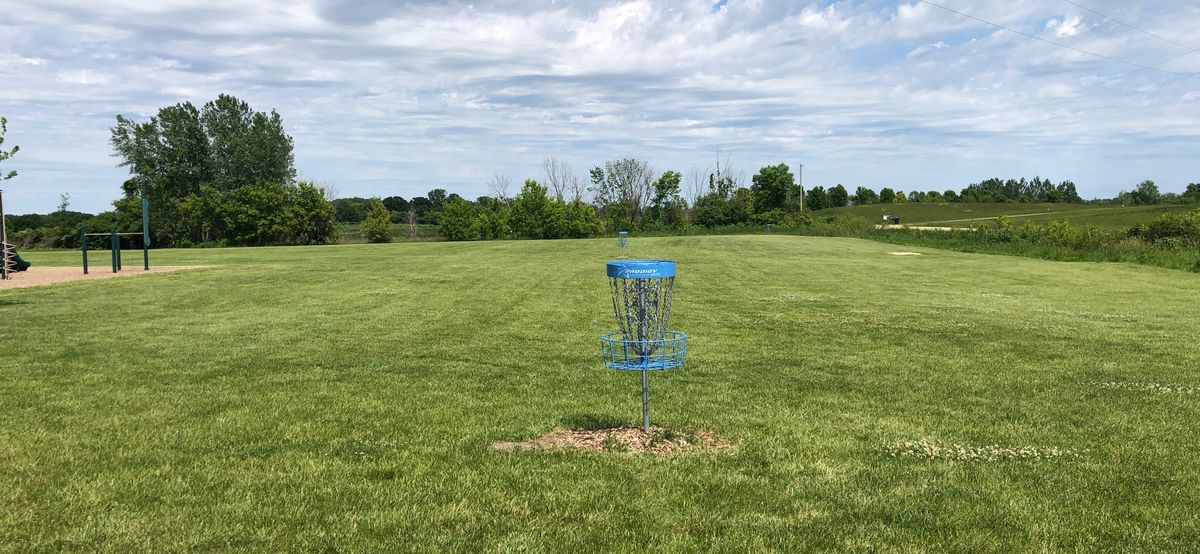 Practice basket in front. Can see 3 other baskets.
