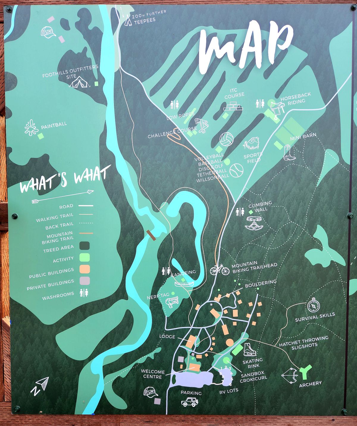 Camp Map - Course begins on the right side of the road as you head toward the climbing wall.