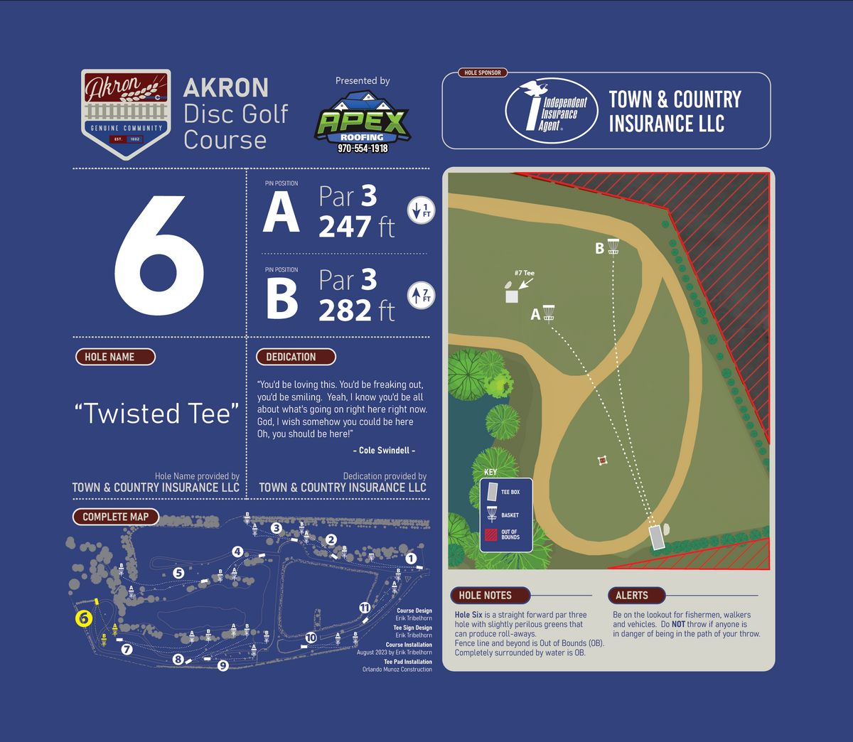 Hole 6 tee sign