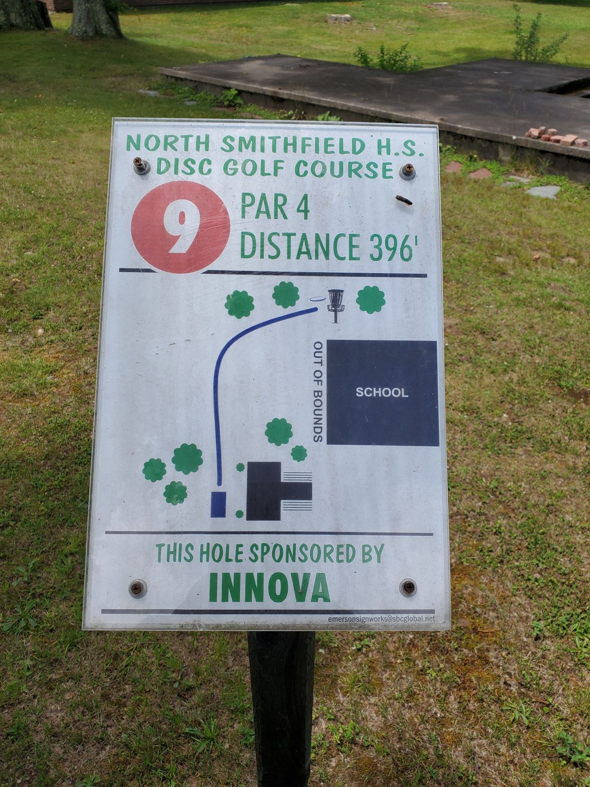 Old hole 9 sign is now near hole 2.