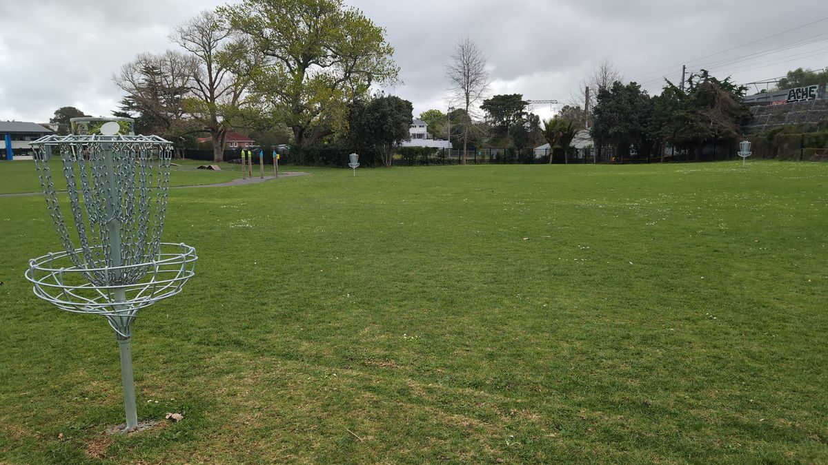 Just 3 lonely baskets at the back of a school playing field