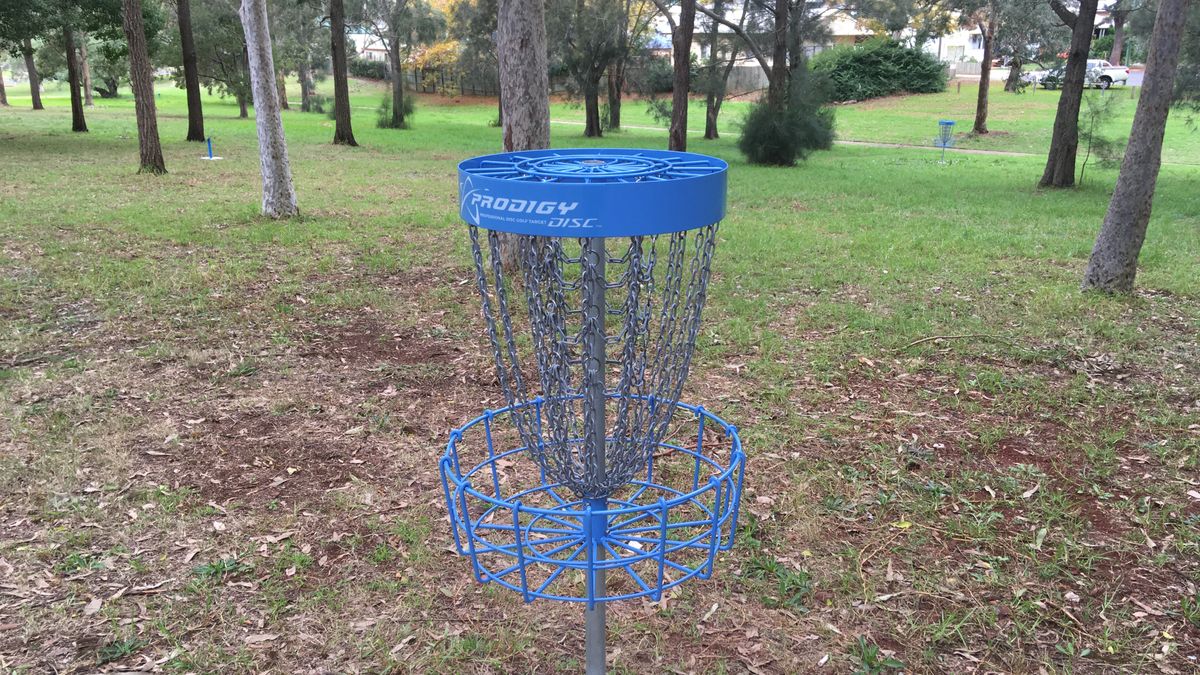 Hole 9 basket looking at tee pad hole 3