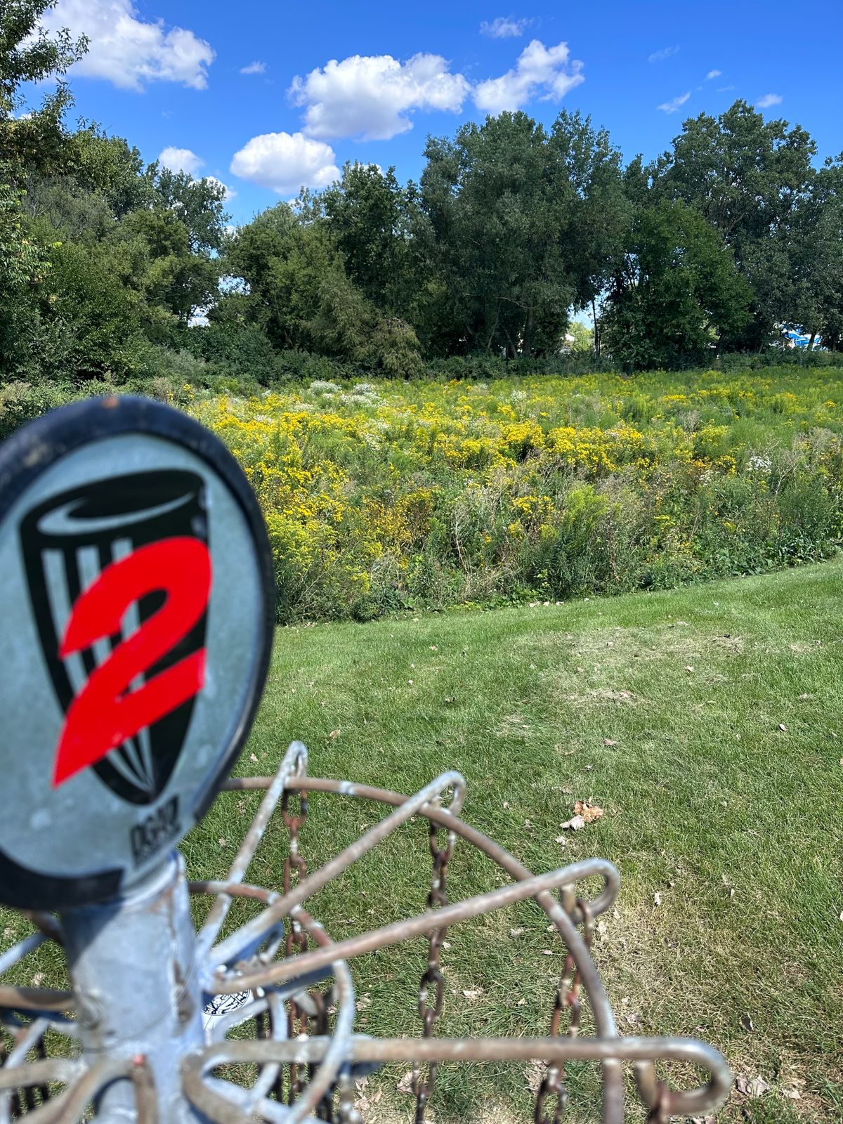 Hole #2 next to field of wild flowers (299’ par 3)