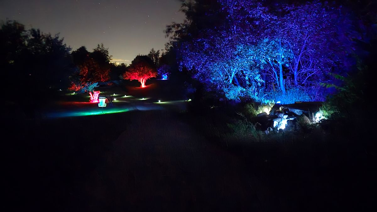 Glow Round hole 1 and blue area is tee pad for 11