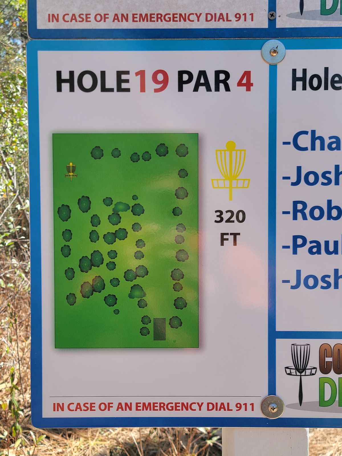 Hole 19 tee sign