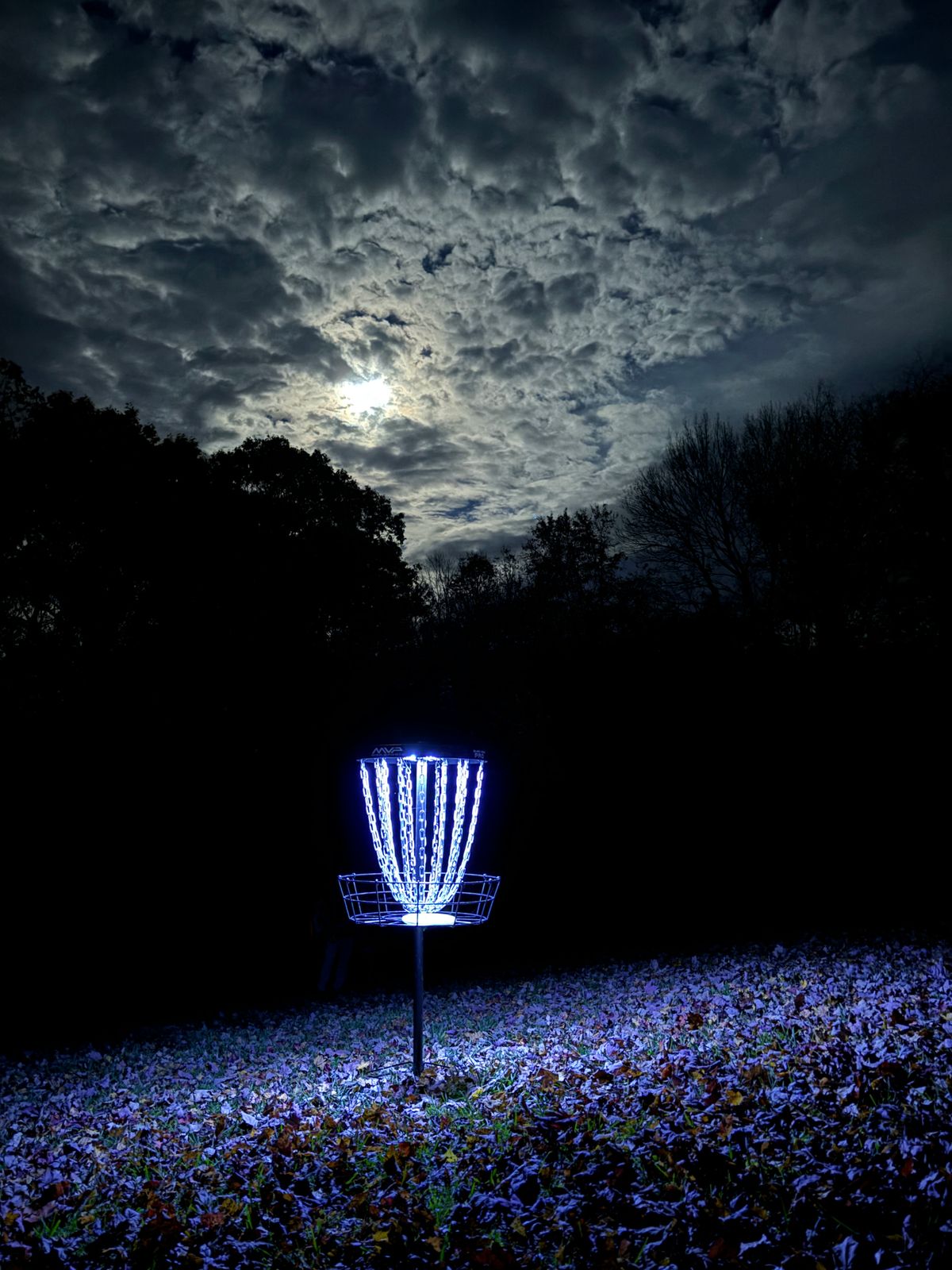Basket of Hole 6 during a glow round. 