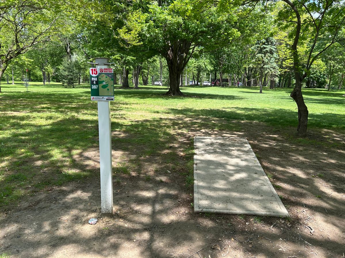 Hole 15 tee basket on far left