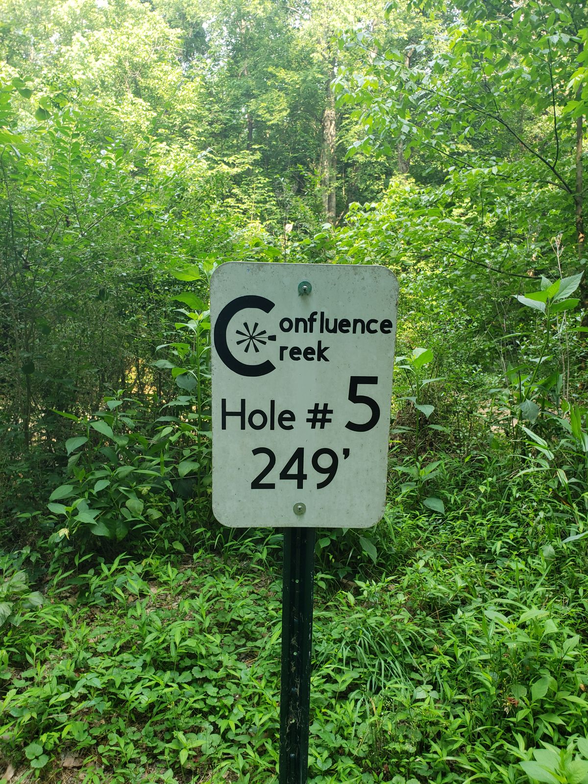 Hole 5 tee sign