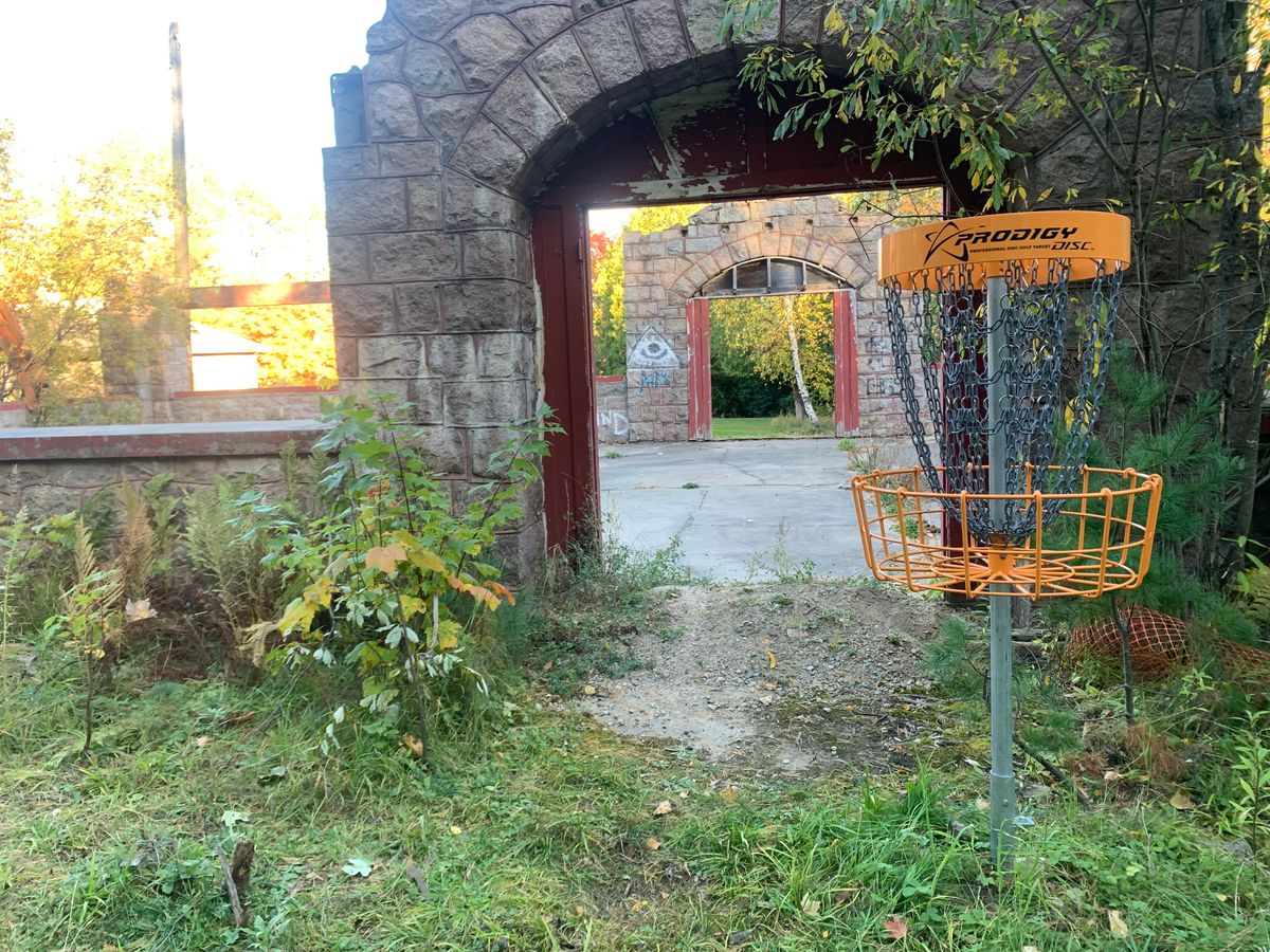 Another view of hole 4. You can play through the building or over the top as there is no roof.