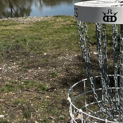Hole 5 basket looking back at the Teepad