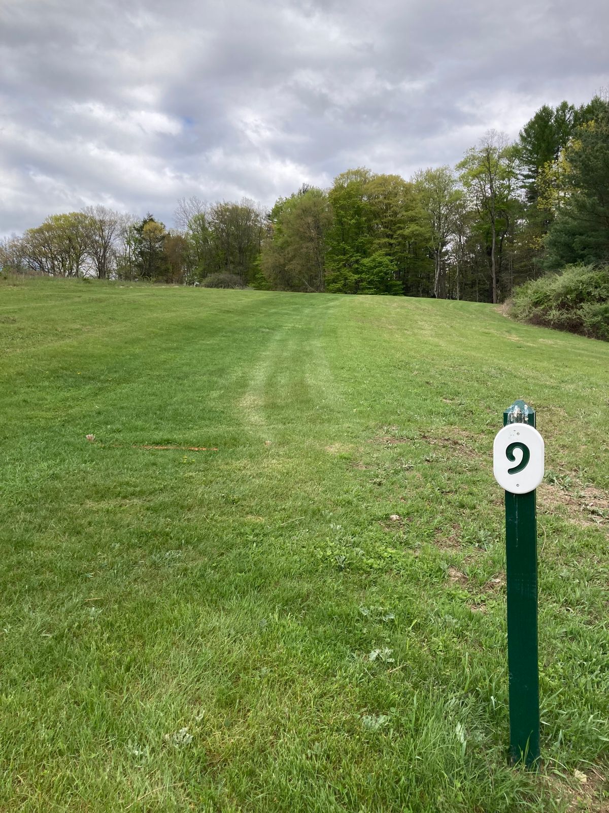 Red Tee Pad #9 lookin towards the basket