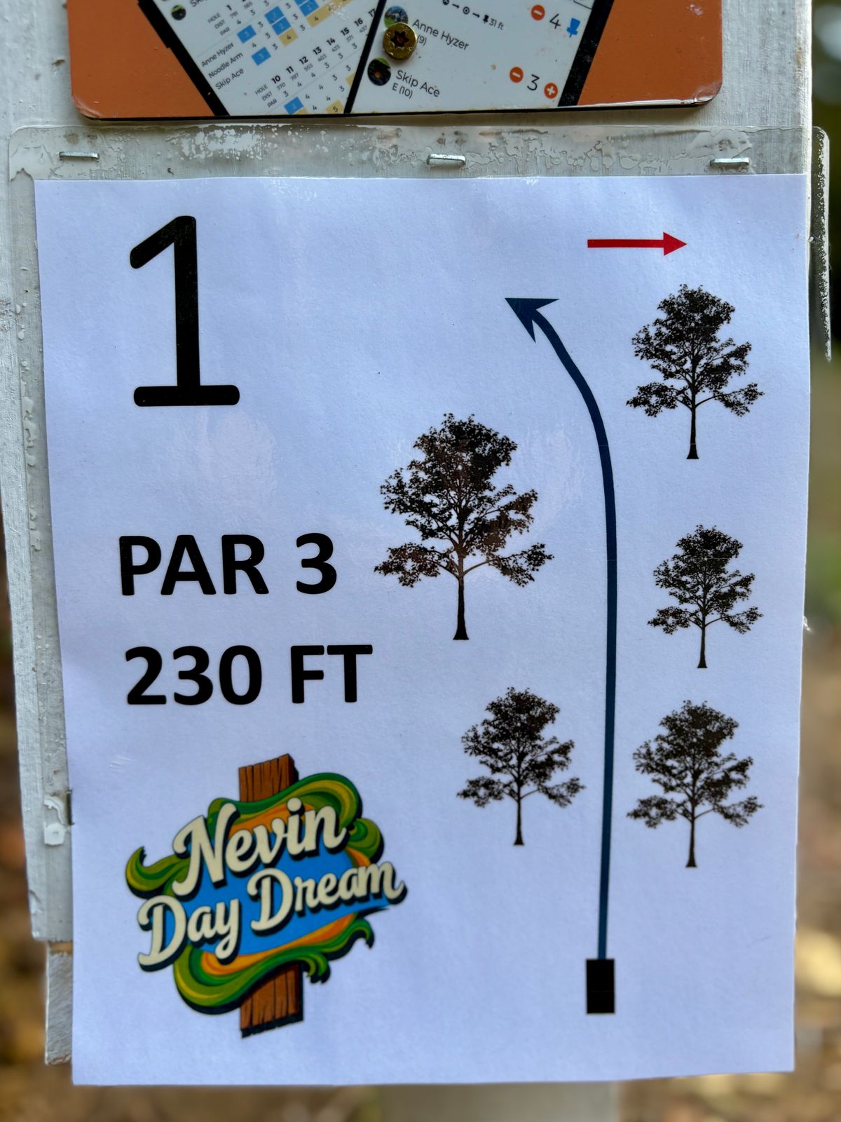 Hole 1 tee sign