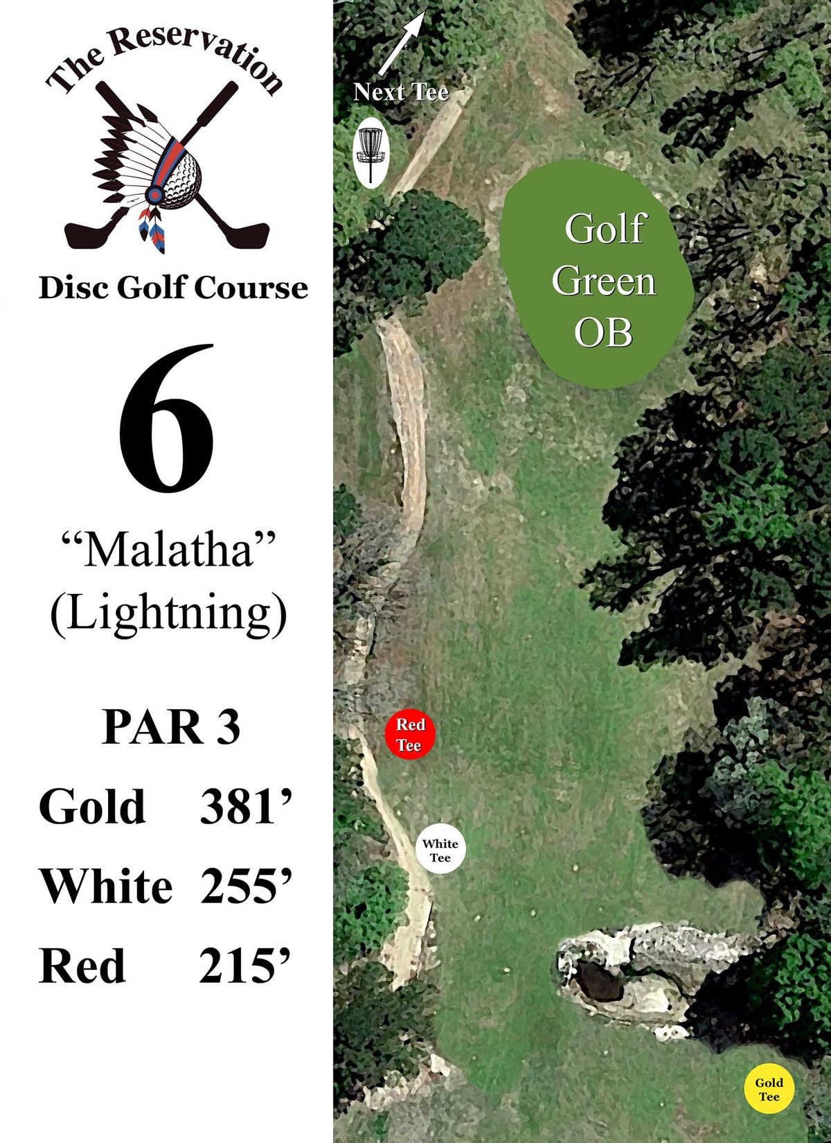 An uphill, about 20 feet, short par 3 with an OB green on the right.