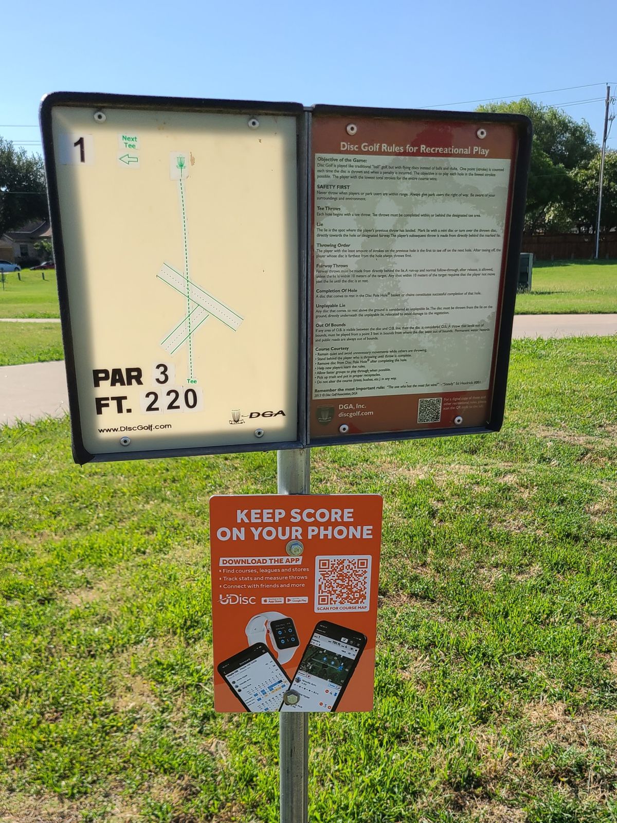 New Udisc sign, trying to capture data to help get the city to make changes.