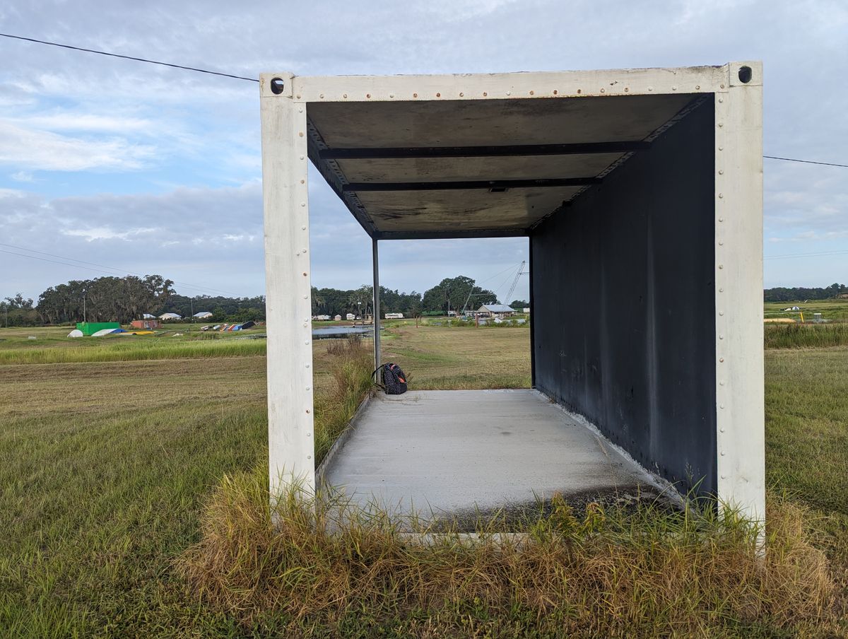 Maybe the best tee box of all time using an old shipping container.