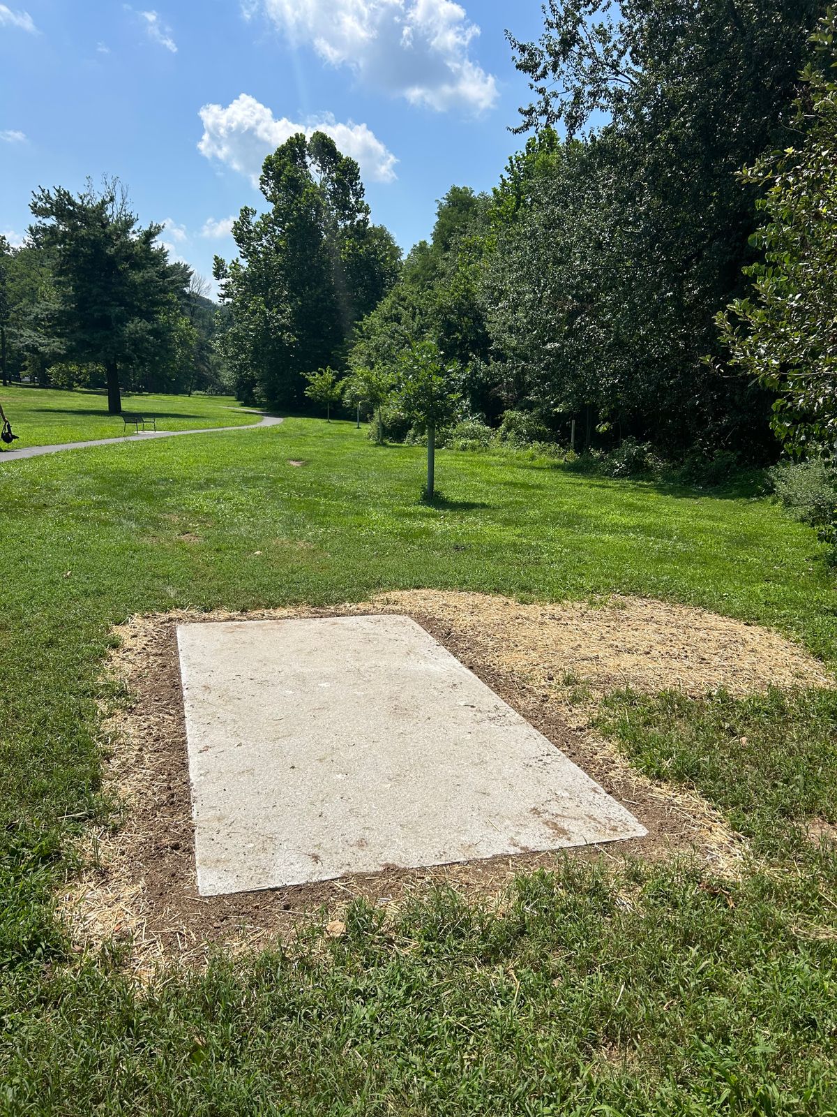 New concrete tee pad for hole #7 (moved back quite a bit from the old spot)