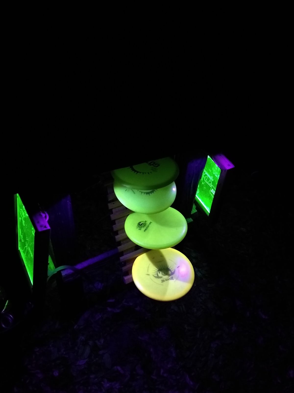 Racks with uv lights at each tee...