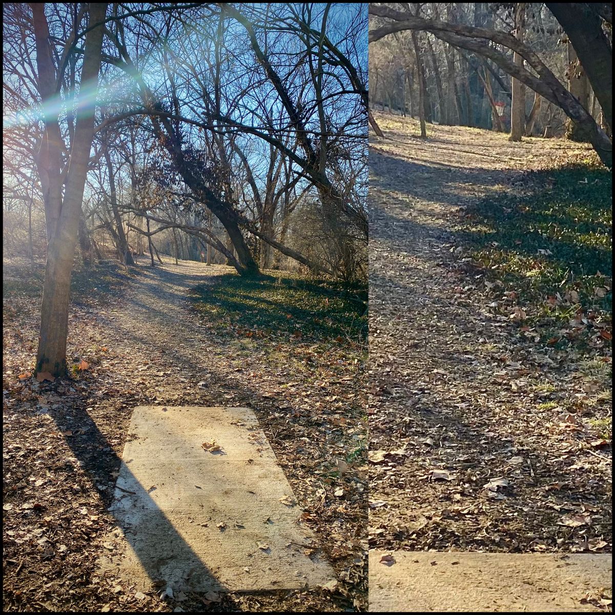 Hole 10’photo on right is zoomed in to see the basket. Creek follow the entire hole to the right