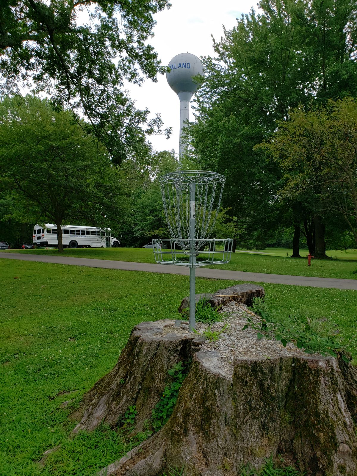 #1 Basket with water tower in background.