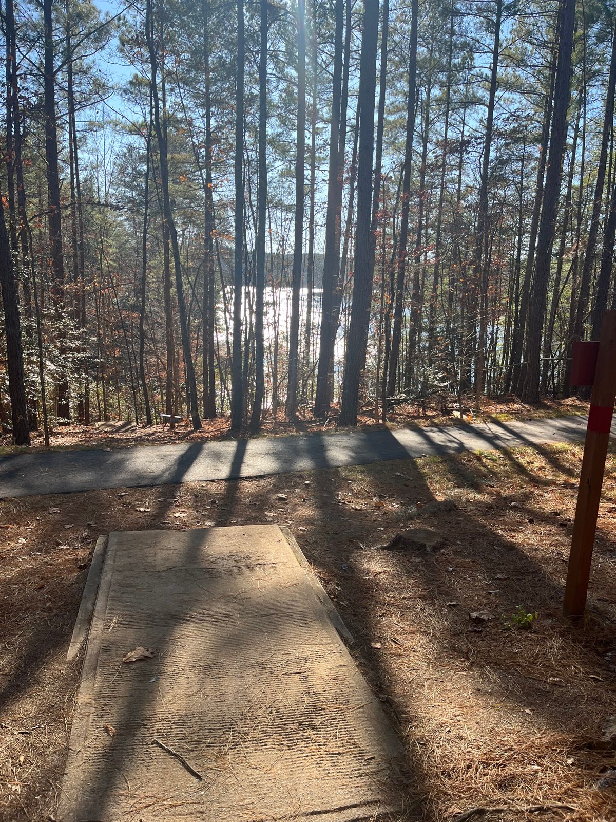 Winter view of lake looking behind pad