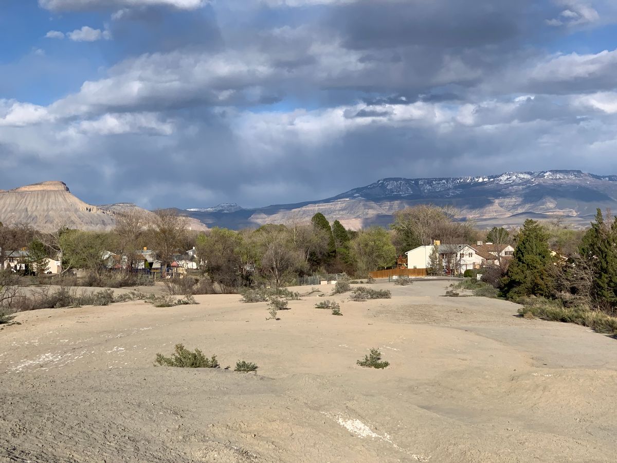 Hole 2 with Mt. Garfield and Grand Mesa in the background.