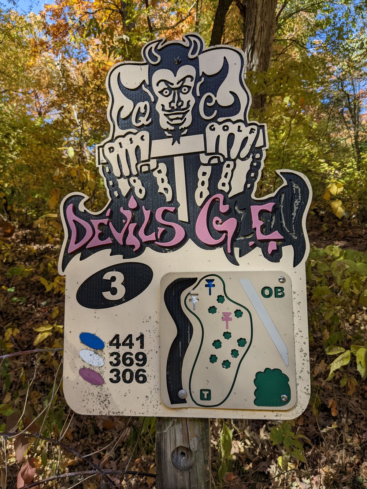 Cool sign, the only one on the course...
