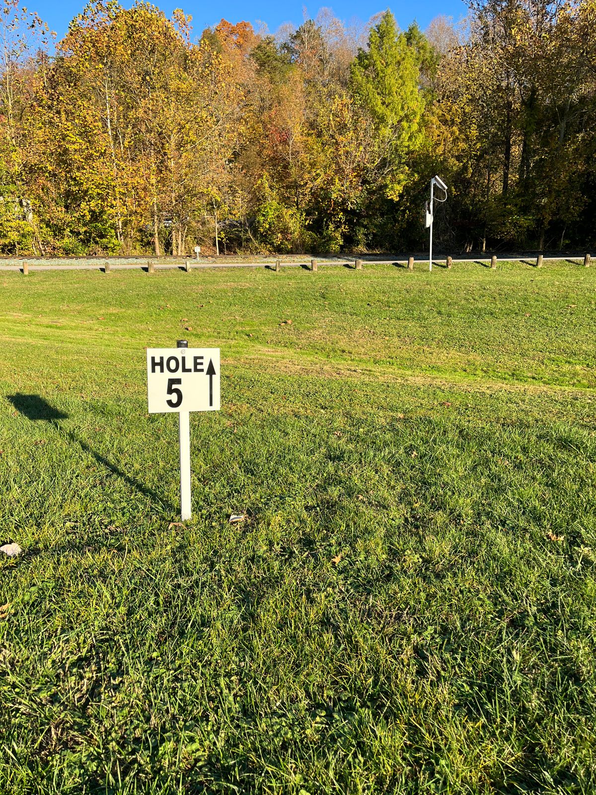 Look for the white poles and signs to make your way through the course