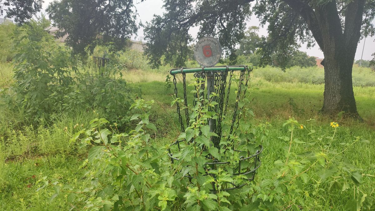 Here is an updated picture of "hole 6 basket with hole 1 basket behind it", pretty overgrown versus the old pic! Lol