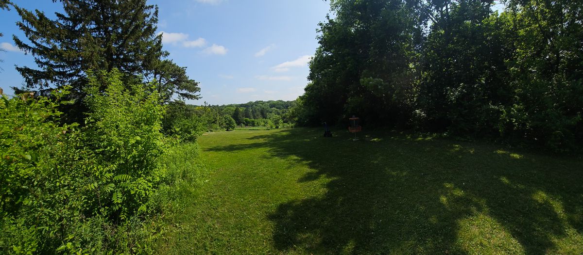 Hole 17 is in the shade on the right. Tee off from way bottom of hill, bottom left.