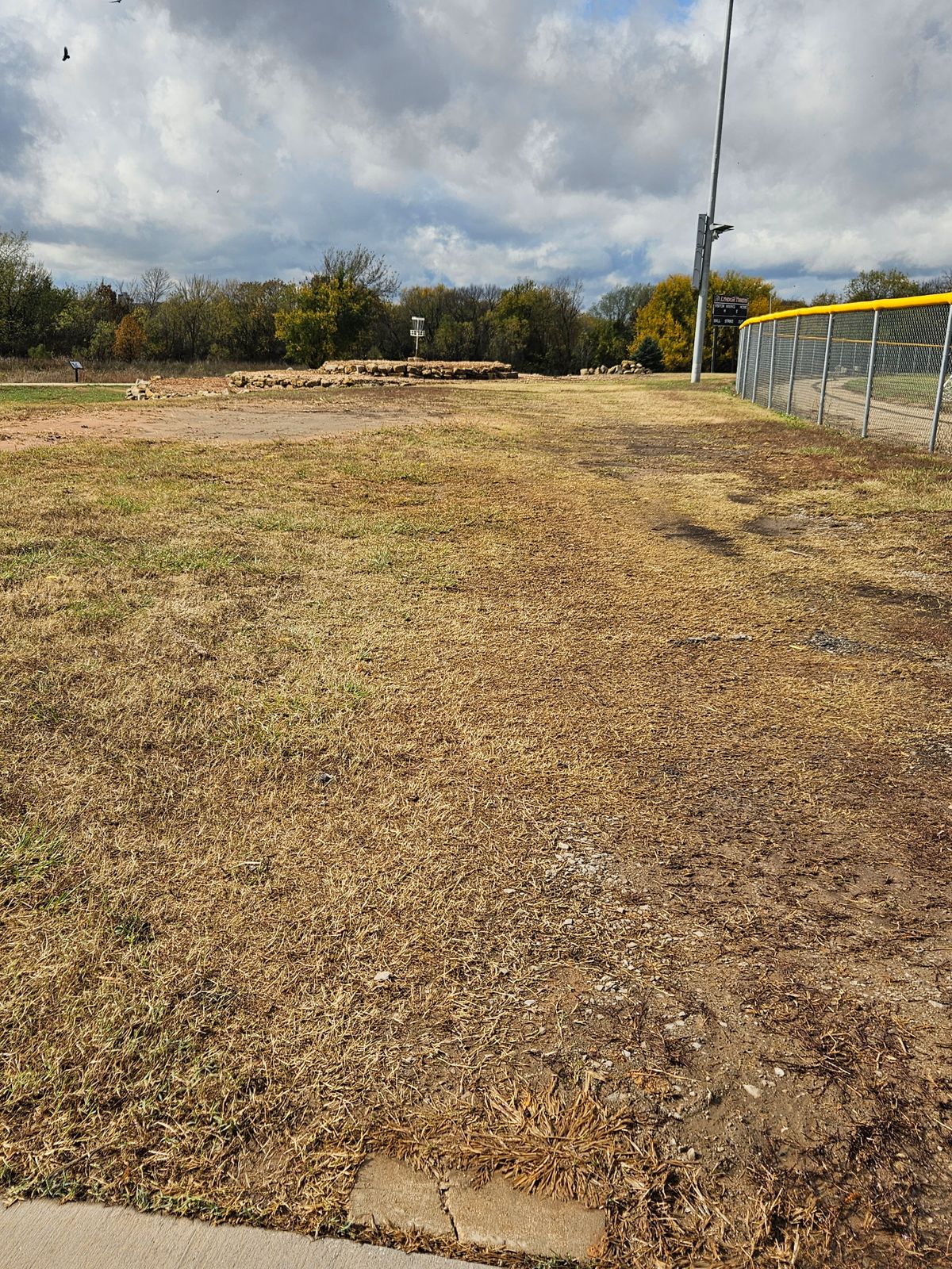 Drop zone for OB shots into the ballfield.