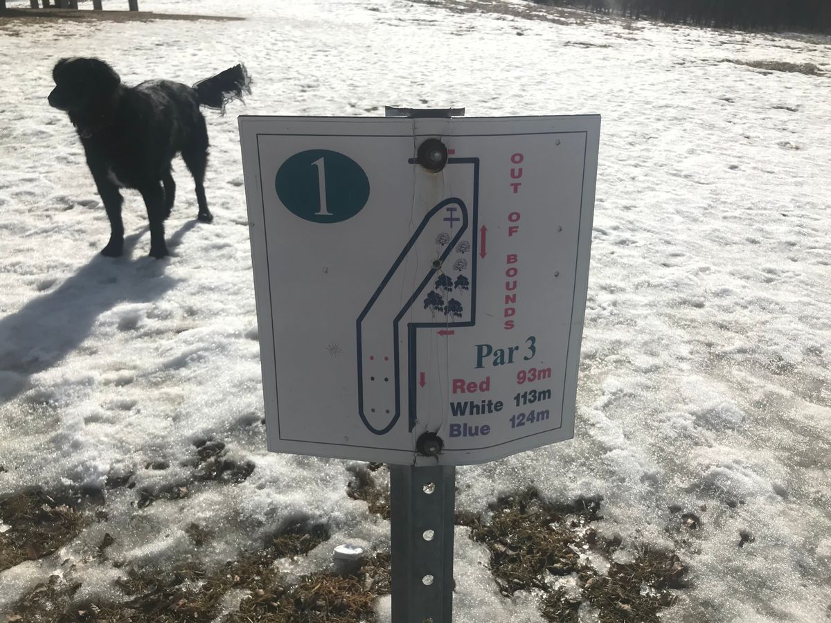Hole 1: sign